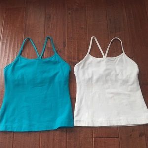 Lululemon Y Tank lot (2) Sz 4 Blue & White